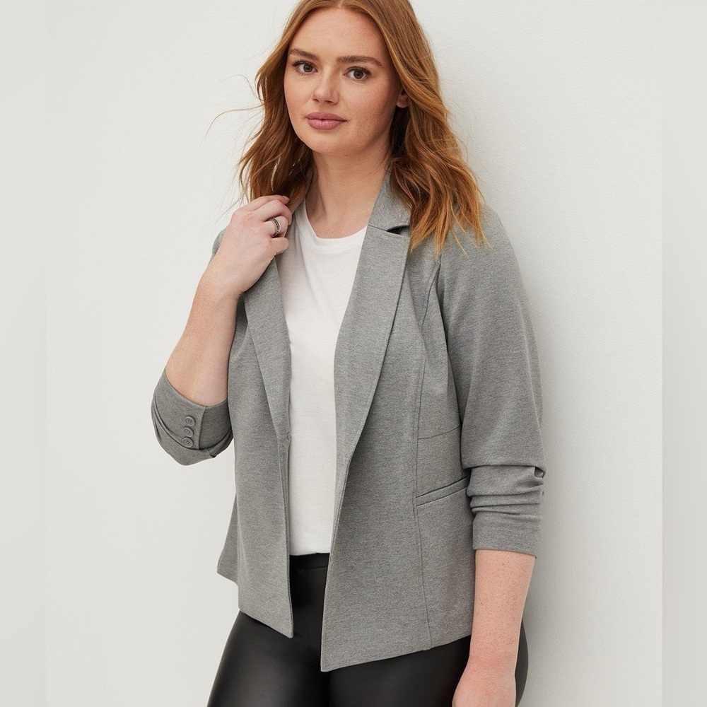 Torrid Grey Chelsea Studio Luxe Ponte Knit Blazer Size 1X